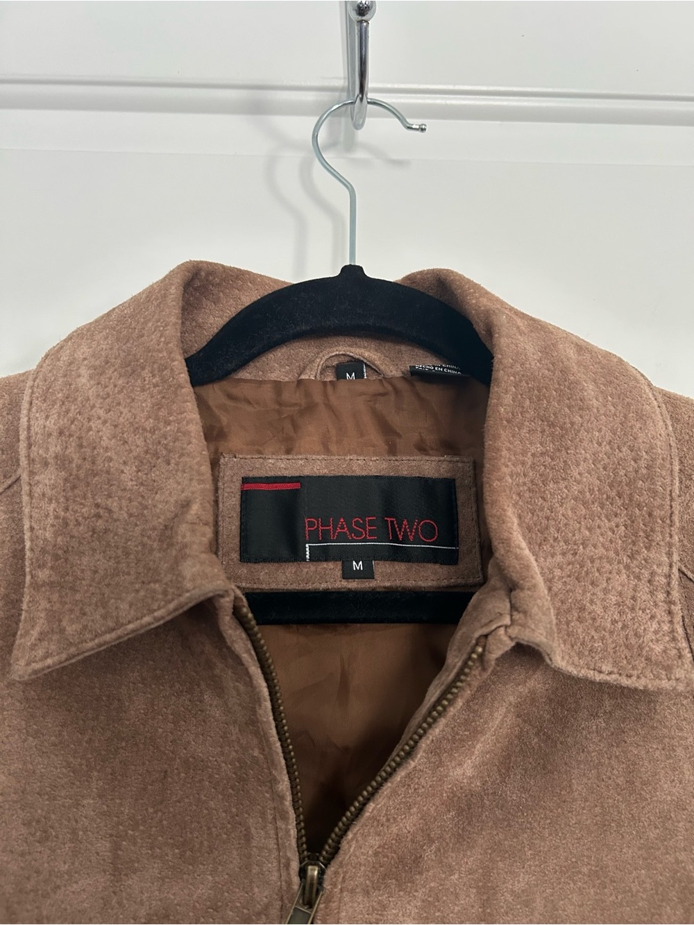 Tan Taupe Genuine Suede Zip Up Leather Jacket - Picture 2 of 8
